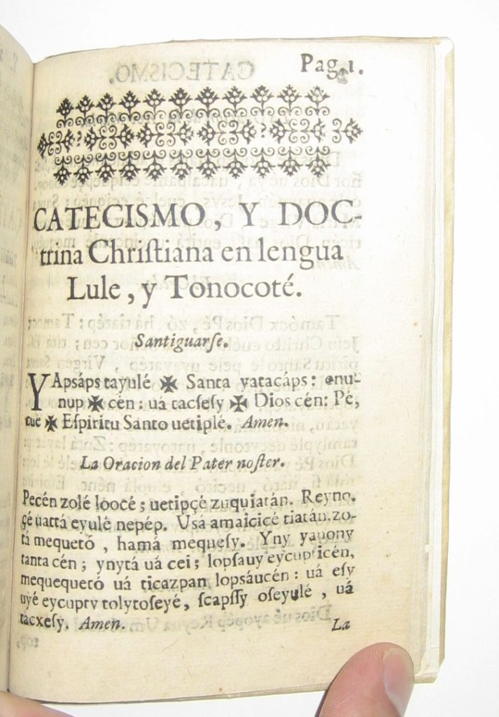(ARGENTINA.) Machoni de Cerdeña, Antonio. Arte, y vocabulario de la lengua Lule, y Tonocote.